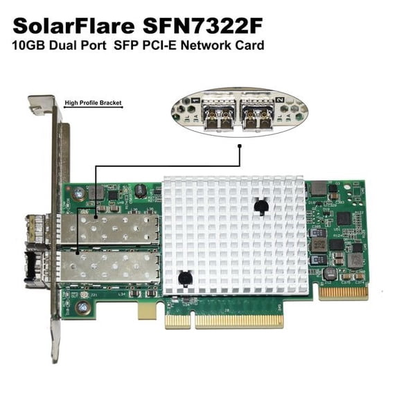 Pre-Owned Solarflare Dual-Port 10GbE SFP+ PCIe 3.0 High Profile Network Adapter SFN7322F