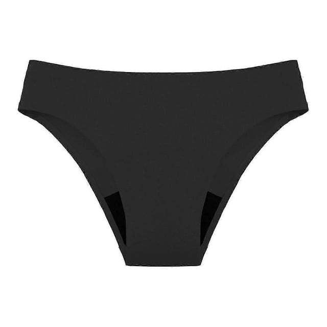 menstrual swimsuit women 4 layer period swimwear leak proof beach menstrual bikini menstrual panties teen absorbent swim bottom-rx Black medium‑waist polyester menstrual swim bikini bottom with 4-layer absorbent interior, smooth front panel and full-coverage back; darker inner gusset areas visible, flat seams, shown on white background; suitable for light-to-medium flow or as extra protection with pads or cups.