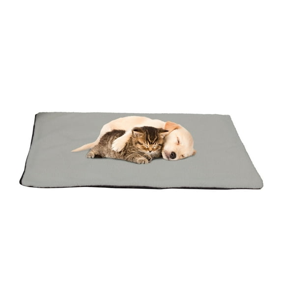 Self-Heating Pet Pad - 25x18 Thermal Pet Mat, Bed Liner, or Self Warming Crate Pad with Soft Sherpa Top for Small Animals by PETMAKER (Gray)
