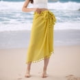 thumbnail image 5 of Womens Beach Cover Up Bikini Bathing Suit Swimsuit Swimwear Coverup Sarong Pareo Wraps Yellow One Size, 5 of 5