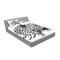 thumbnail image 2 of Ambesonne Animal Fitted Sheet & Pillow Sham Set, Jaguar Sketch Wildlife, Queen, White and Black, 2 of 2