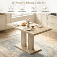 thumbnail image 6 of 46.2 Inch Modern Kitchen Table With 4 Faux Leather Chairs, Dining Table Set For 4-6 People,Breakfast Nook Oak Table & 4 Beige Chairs,Rectangular Dining Room Table Set For Home, Small Spaces, 6 of 8