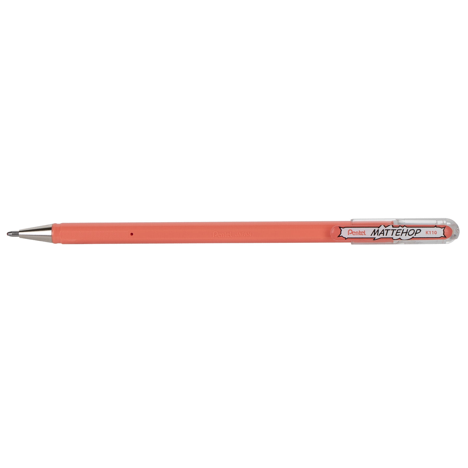Pentel Arts Hybrid MATTEHOP Gel Roller, 1.0mm, Matte Coral Pink Ink, Pack of 12