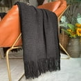 thumbnail image 2 of Knitted Throw Blanket with Tassels Bubble Textured Lightweight Throws for Couch Cover Home Decor (Caramel, 50x60), 2 of 5