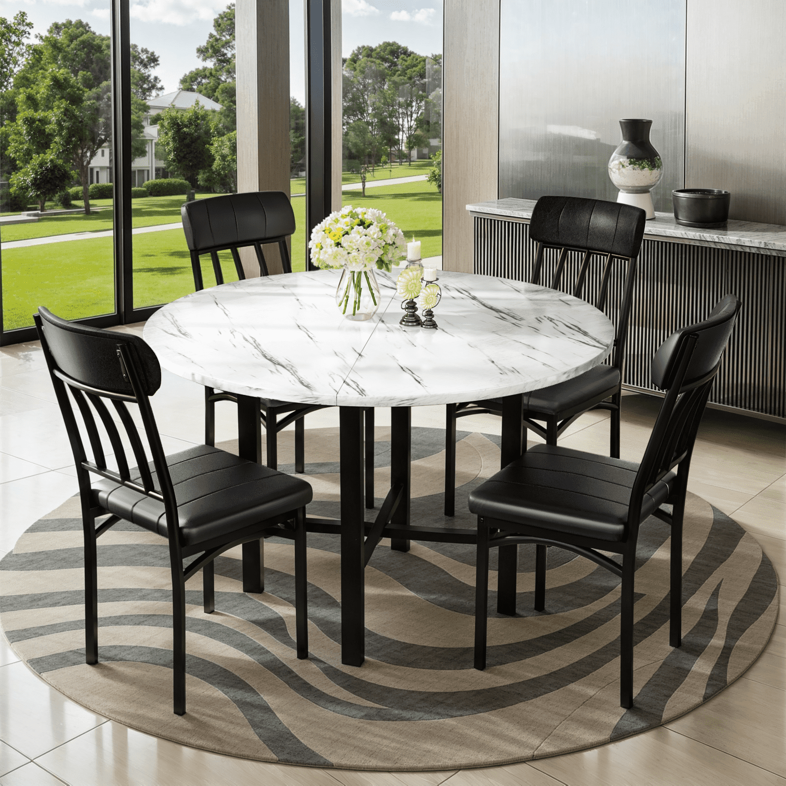 TMS Metropolitan 5-Piece Indoor Dining Set with Wood Table and