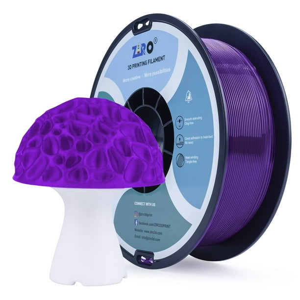 Filamento para impresora 3D ZIRO PLA PRO, 1,75 mm, 1 kg, color morado translúcido