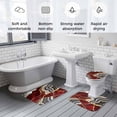 thumbnail image 5 of Red Marble Bath Mat 3 Piece Bathroom Rug Set, Grey Gold Texture Vintage Farmhouse Art Non Slip Bath Rug Contour Mat and Toilet Lid Cover, Absorbent Shower Mats Soft Bath Rugs and Mats Sets, 5 of 8