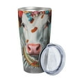 thumbnail image 2 of Fotbe Vintage Colorful Floral Cow Pattern 20 oz Tumbler Stainless Steel Vacuum Insulated Coffee Ice Cup Double Wall Travel Flask Leak-proof Coffee Cup-Straw Two-piece Set, 2 of 8