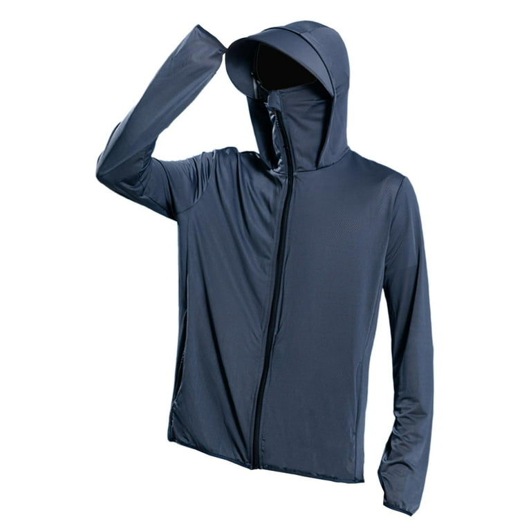 kesoto Men's Hooded Sun Protection Shirt Full Zip Cooling