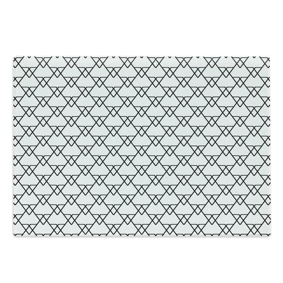 Black and White Cutting Board, Patchwork Inspired Geometric Triangles with Monochromatic Line Art Design, Decorative Tempered Glass Cutting and Serving Board, Large Size, Black White, by Ambesonne