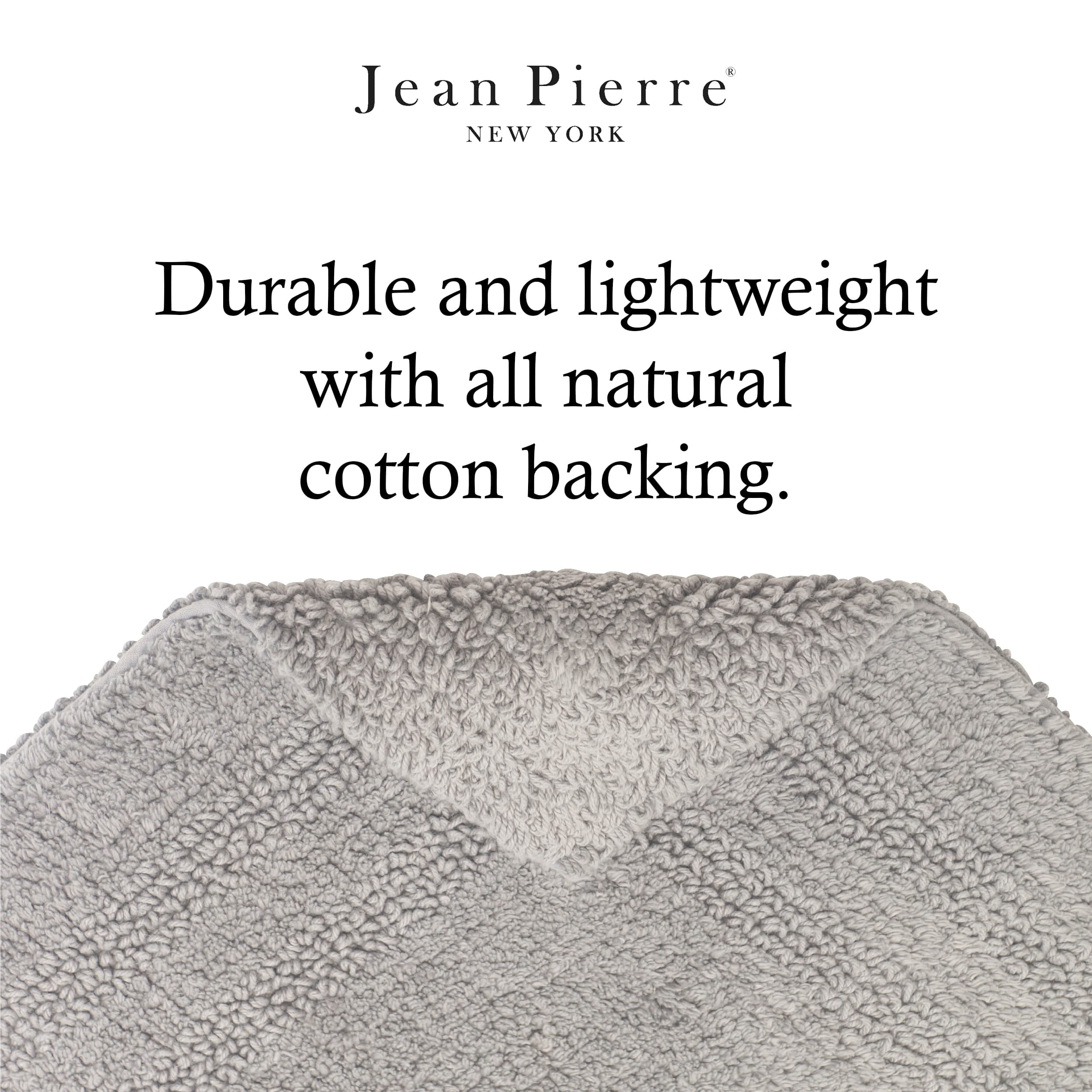 Jean Pierre Cotton Stonewash Racetrack 2-Piece Bath Rug Set, Taupe Gray