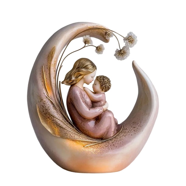 Estatua artesanal de resina de madre e hijo | Figura sentimental de decoración de amor de mamá hija | Regalo de cumpleaños para el Día de la Madre | Elegante adorno de recuerdo moderno | 4.7x4.7x1.6