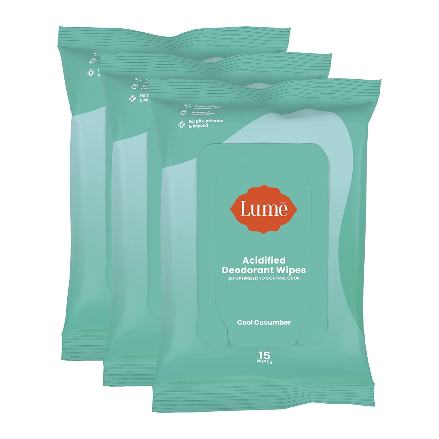 Lume Acidified Deodorant Wipes 24 Hour Odor Control Aluminum Free
