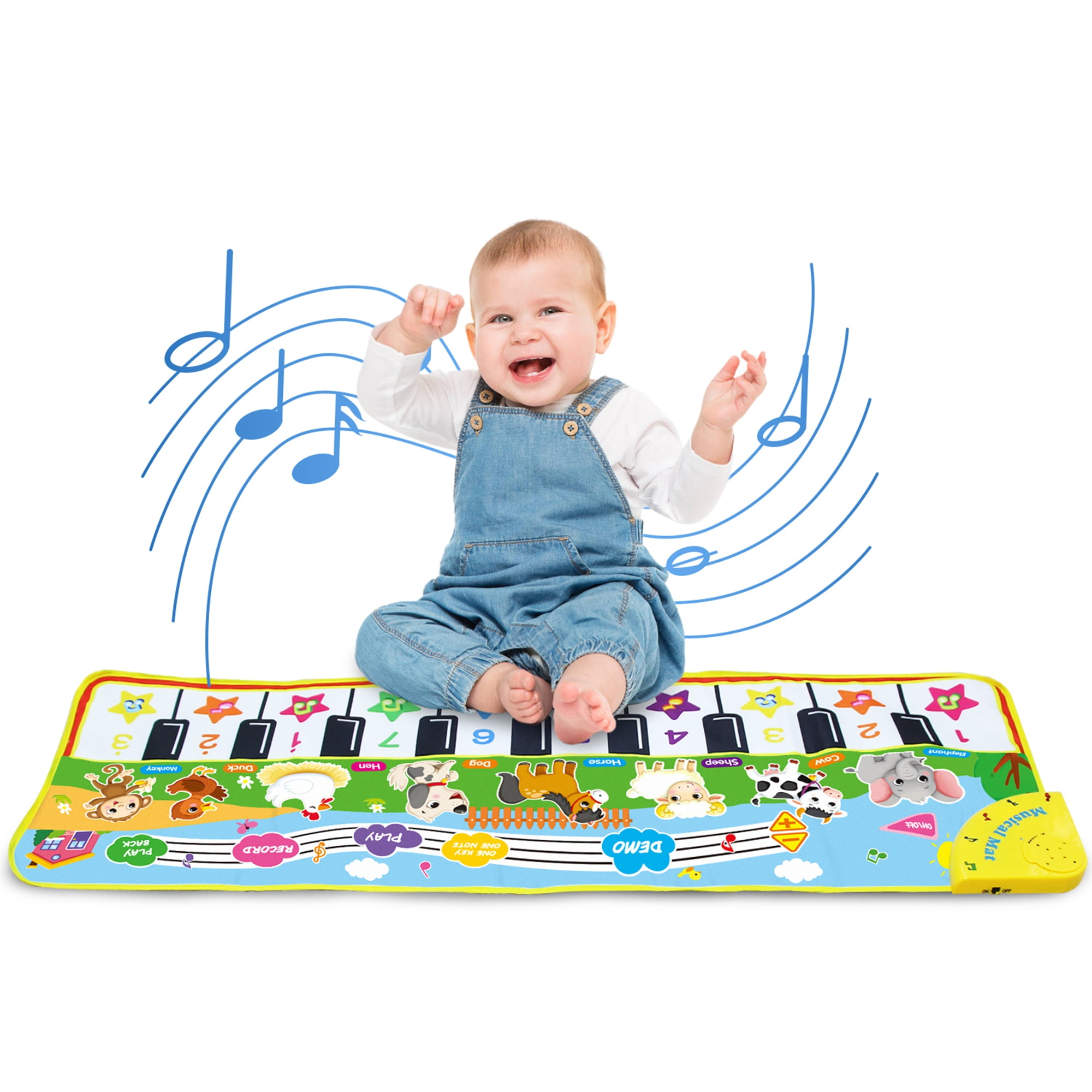 SeekFunning Educational Toy Kid Piano Mat Early Learning Toy Animal Foot Touch Play for Kids Baby Girls Boys