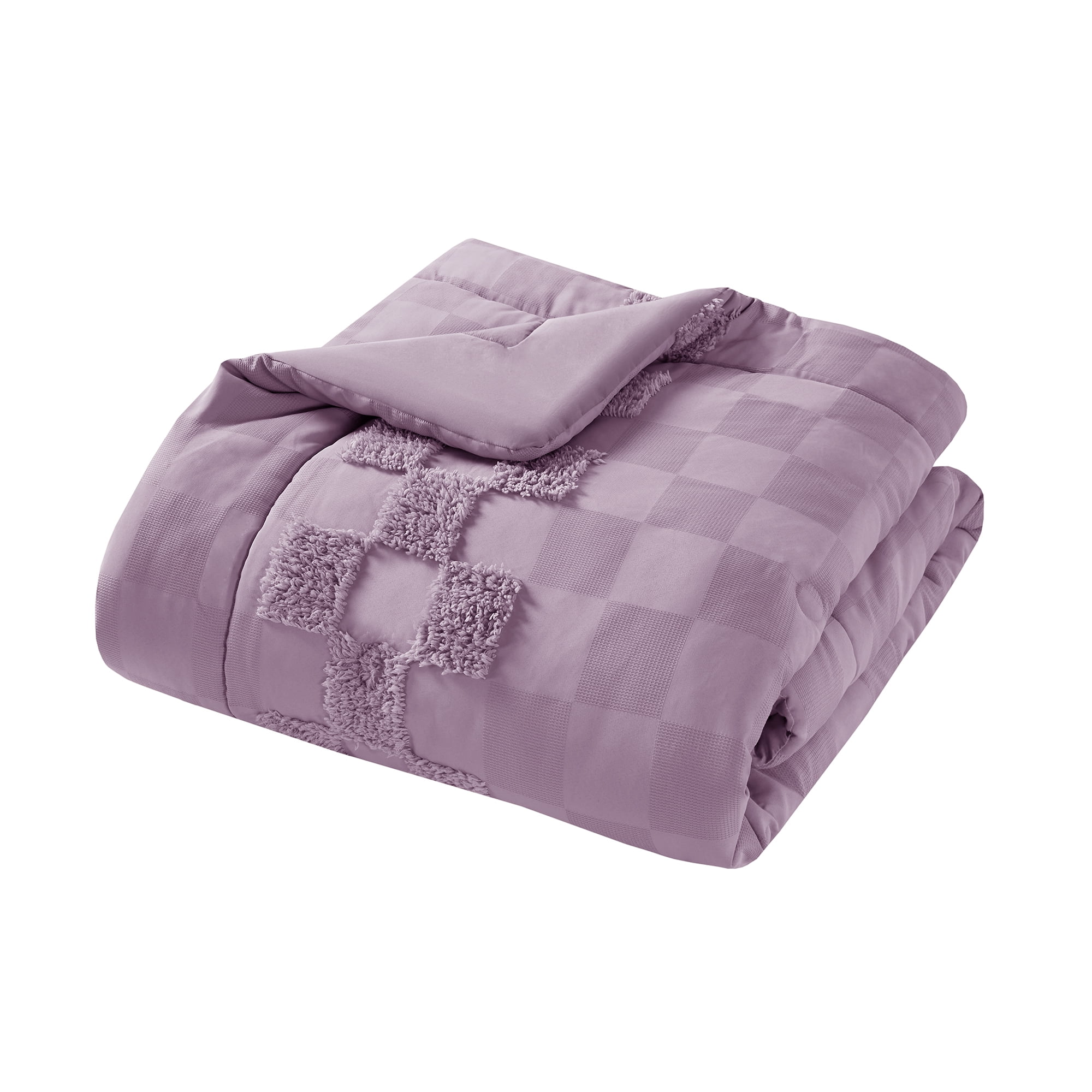 Mainstays 5-Piece Purple Check Comforter Set, King