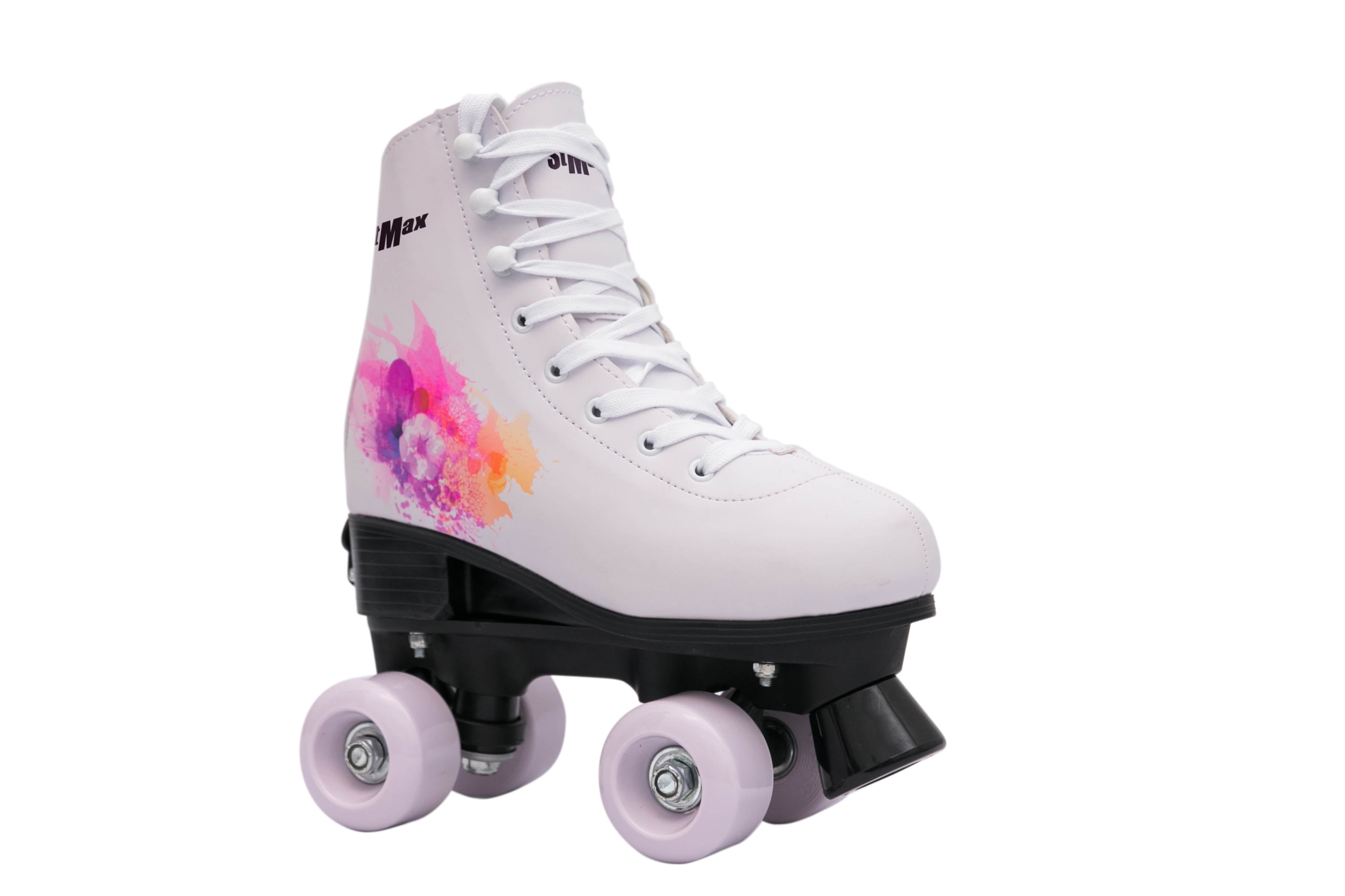 Stmax Quad Rollerskates for Women White and Purple size 6.5 Adult 4-Wheels 