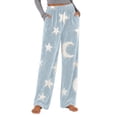 thumbnail image 2 of XUNKUSGA Womens Pajama Pants Soft Flannel Plush Fuzzy Wide Leg Pj Bottoms Fashion Print Soft Women's Sleepwear Comfy Warm Pajama Trousers with Pockets S, 2 of 10