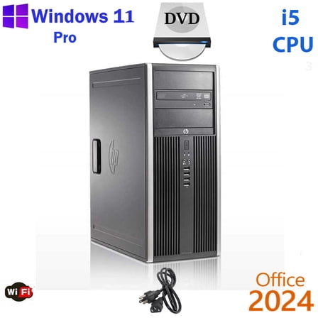 Restored Windows 11 HP Core i5 Tower 250GB SSD 16GB RAM WiFi Desktop Computer PC Office24 (Refurbished)
