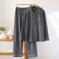 thumbnail image 2 of KyCheLot Mens Casual Pajamas Winter Fall Spring Button down Long Sleeve Shirts and Trousers Cotton Home Set, 2 of 3