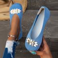 thumbnail image 4 of hopeusnice Women's Breathable Knit Mesh Flats Comfortable Rhinestone Slip On Shoes Low Heel Soft Sole Lightweight Breathable Vacation Beach Daily Walking Shoes Light Blue 42, 4 of 9