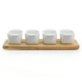 thumbnail image 2 of Gibson Elite 127271.05 Gracious Dining Fine Ceramic Tidbit Dish Set with Acacia Wood Base - 5 Piece, 2 of 5