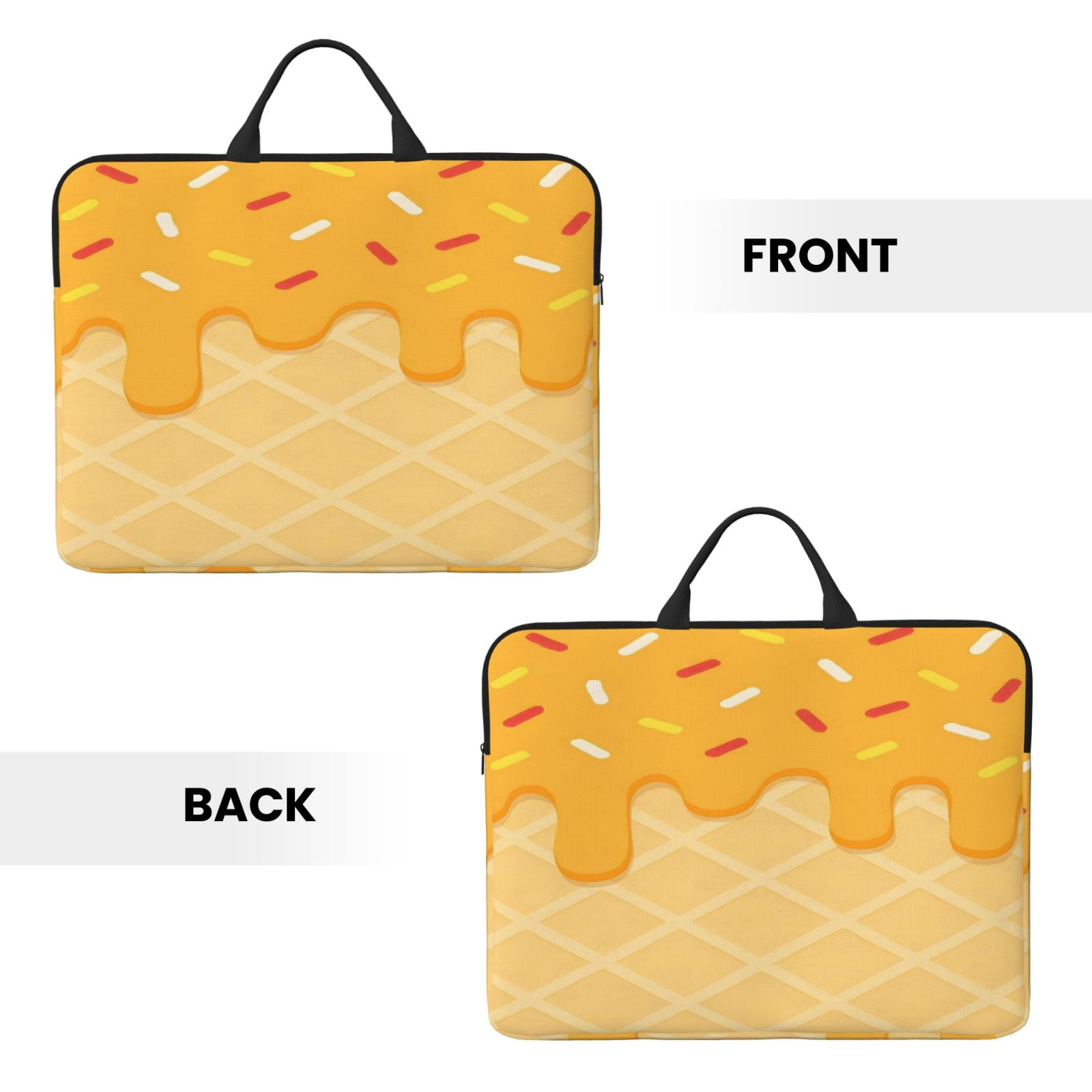 Laptop Sleeve Bag For Women Men 14inch Waterproof Durable Protective Computer Carrying Cover Handle Laptop Case Bag Ice Cream Orange