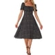 thumbnail image 2 of Vestido de mujer con fruncido, escote cuadrado, dobladillo con volantes y estampado floral en negro, 2 of 6