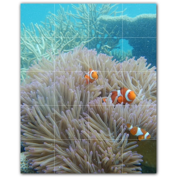 Picture-Tiles.com: Coral Ceramic Tile Wall Mural WAL500431-45L. 32"W x 40"H using (20) 8" x 8" Ceramic Tiles-Satin Finish
