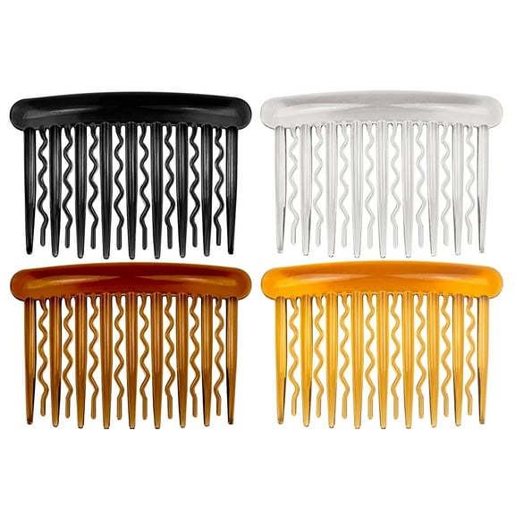 Scheam 4 Pieces Plastic Teeth Hair Combs Tortoise Side Comb Hair Accessories for Fine Hair 4 Colors (17 Teeth)