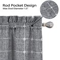 thumbnail image 2 of Coolmee Backout Windows Valances for Kitchen Bedroom Boho Gingham Linen Rod Pocket Window Valance Curtains Dark Grey 26" x 24" 2 Panel, 2 of 7