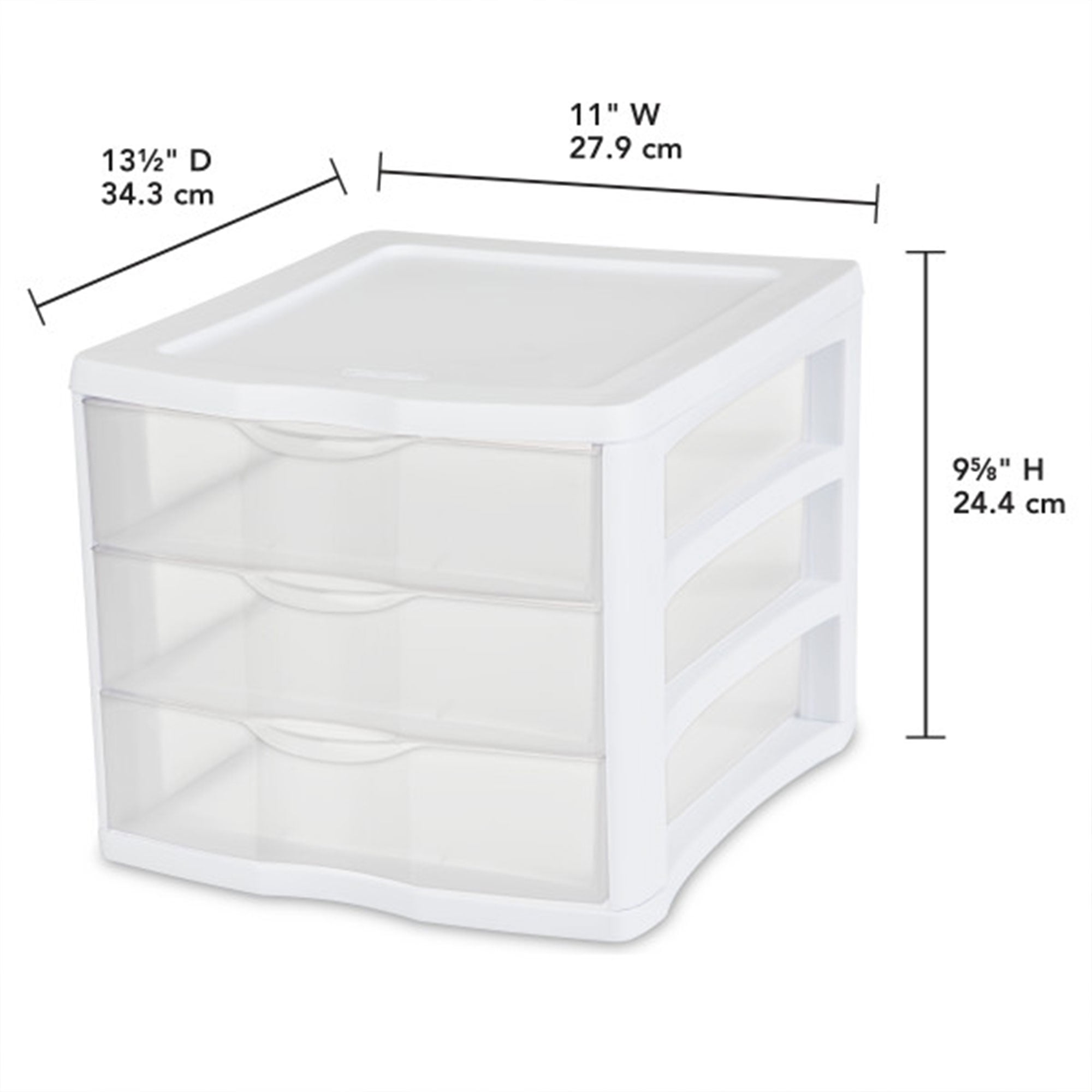 Sterilite 3 Drawer Unit, Stackable Plastic Organizer System with Storage Drawers, 4 Pack