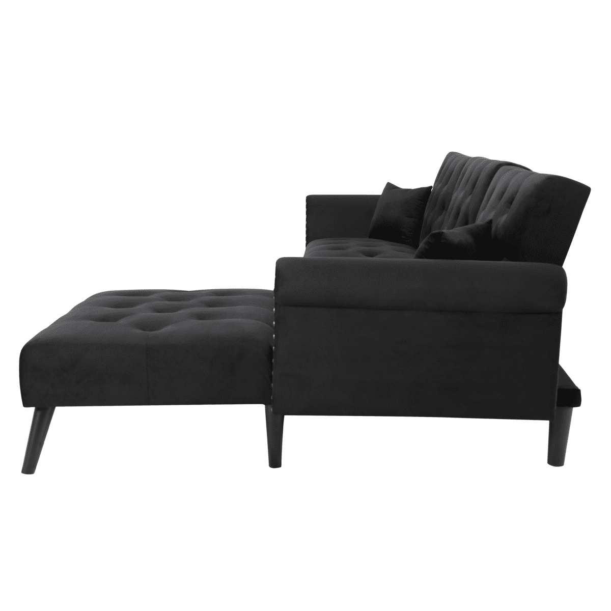 Kepooman L-Shape 3-Seater Sofa, Convertible Sectional Sofa Set with Reversible Chaise, Couch With Ottoman for Small Space, Black Kepooman L-Shape 3-Seater Sofa, Convertible Sectional Sofa Set with Reversible Chaise, Couch With Ottoman for Small Space, Black
