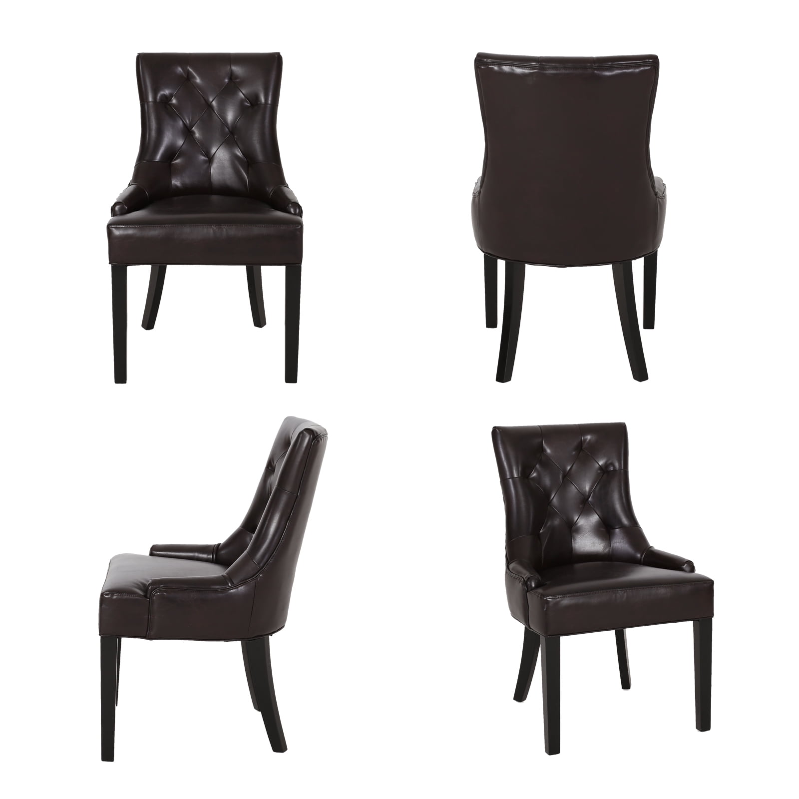 Kadyn 2 Pcs Modern Living Dining Room Chairs, Leather Dining Arm Chairs for Bedroom, Kitchen Chair with Solid Wood Legs and Inclined Handrail, Brown Kadyn 2 Pcs Modern Living Dining Room Chairs, Leather Dining Arm Chairs for Bedroom, Kitchen Chair with Solid Wood Legs and Inclined Handrail, Brown