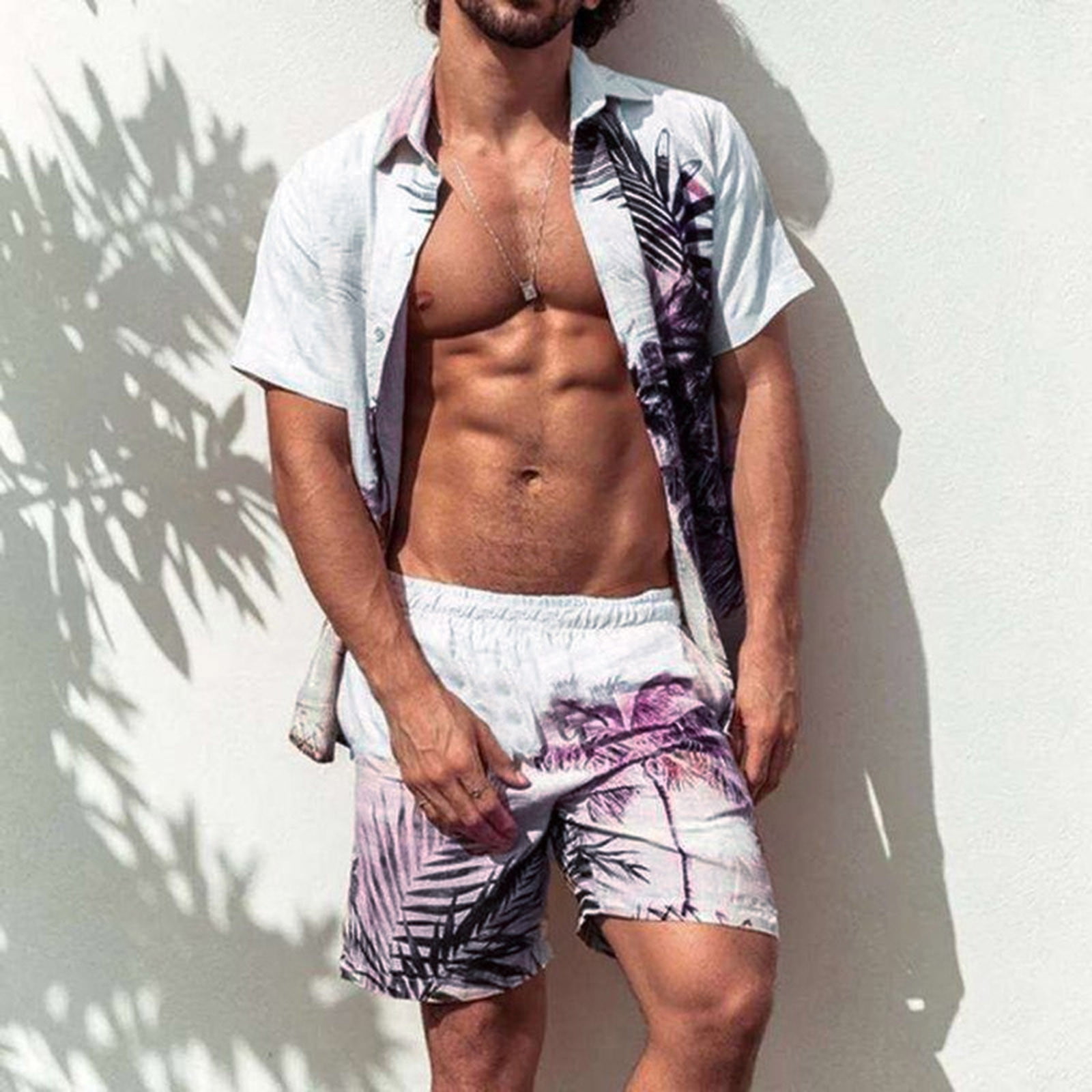 cllios Mens 2 Piece Short Sets, Men's Fashion Short Sleeve Shorts Two