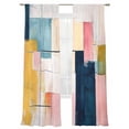 thumbnail image 2 of Abstract Sheer Curtains 84 Inches Long 2 Panels Geometric Color Block Lines Oil Painting Modern Style Light Filtering Semi Sheer Window Curtains Drapes for Bedroom Living Room 52"x84", 2 of 7