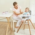 thumbnail image 2 of Babyjoy 3-in-1 Convertible Wooden Baby High Chair with Tray Adjustable Legs Cushion Gray, 2 of 12