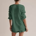 thumbnail image 5 of Riforla Women Summer Solid Color Long Sleeve Shorts Conditioning Fashion Casual Home Service Two Piece Set 2 Piece Sets Women Outfit Green XL, 5 of 7
