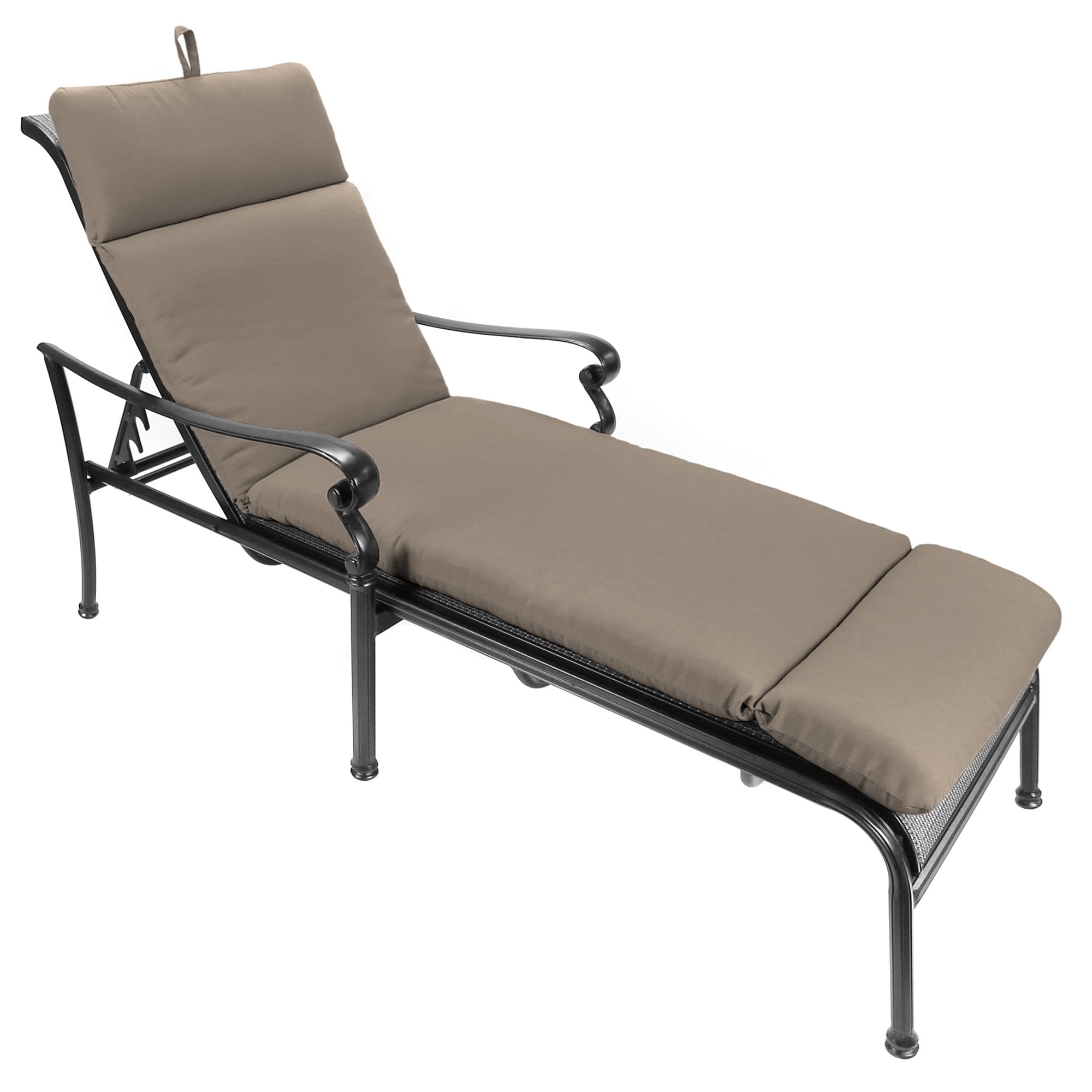 Jordan Manufacturing Sunbrella 74" x 22" Cast Shale Taupe Solid Rectangular Outdoor Chaise Lounge Cushion with Ties and Hanger Loop