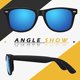 thumbnail image 2 of Gafas de sol polarizadas con marco negro y láminas de color azul hielo para hombres y mujeres, gafas de conducción clásicas anti-UV, gafas de sol con diseño retro de los años 80, 2 of 5