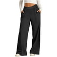 thumbnail image 6 of DPTALR Women's Ribbed Barrel Leg Wide Leg Comfy Fall Business Casual Lounge Pants,Black,Size L, 6 of 8