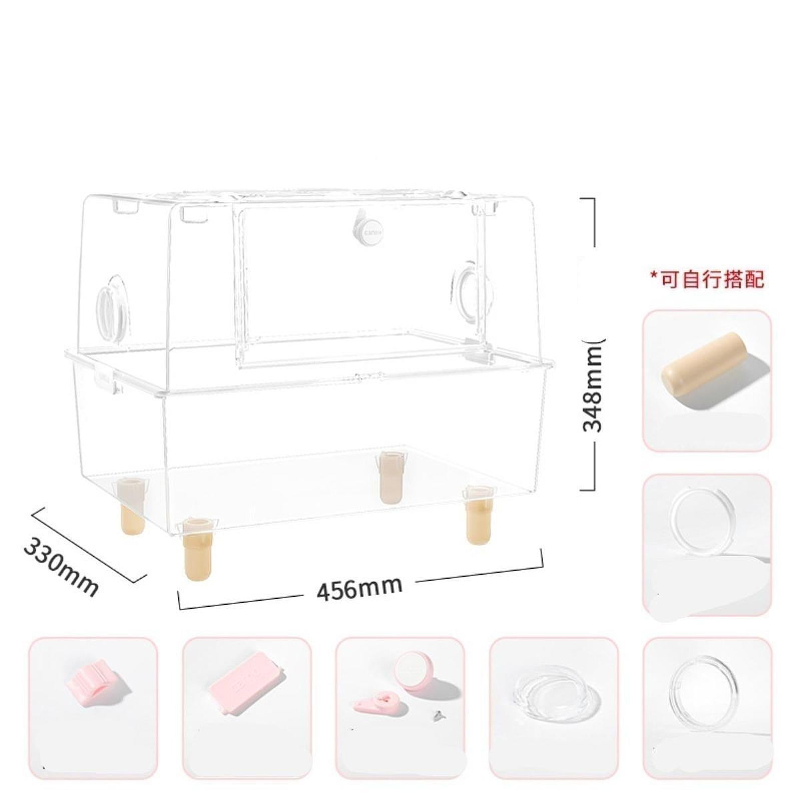 Serenable Clear Hamster Cage Hamster House Small Pets Habitat Small Animal Cage Clear Hamster Habitat Box for Sugar Glider Mice Gerbils
