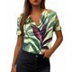 thumbnail image 4 of Xuyuer Womens Short Sleeve Shirts Business Casual Collared V Neck Tops Printed Fashionable Pile Collar Breathable Summer Short Sleeved Casual T-shirt Top, 4 of 6