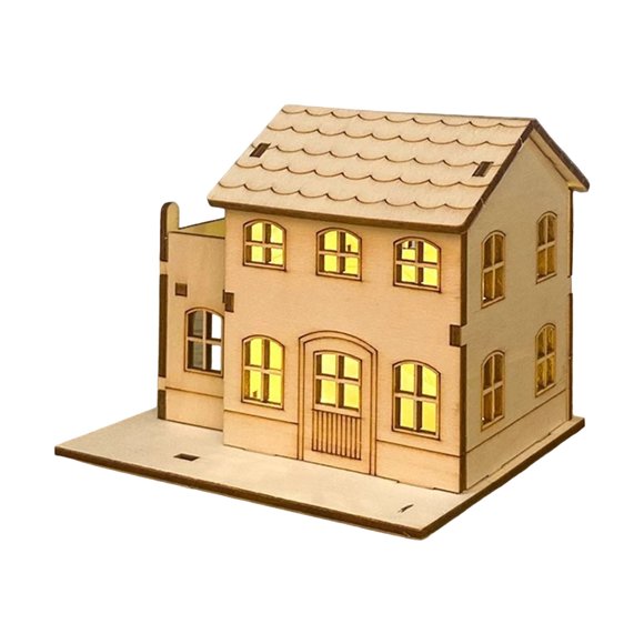 Casas de Pueblo Navideñas de Madera Iluminadas Hechas a Mano para Manualidades