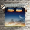 thumbnail image 2 of Ambesonne Scenery Quilted Coverlet 3 Pcs, Sunset Sky Moon Stars, King Size, Navy Yellow Orange, 2 of 2