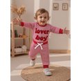 thumbnail image 6 of BemeyourBBs Newborn Baby Boy Valentines Day Outfit Lover Boy Long Sleeve Letter Embroidery Romper with Pants Set 2Pcs Spring Clothes, 6 of 9