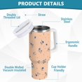thumbnail image 4 of 40 oz Tumbler With Handle Stainless Steel Insulated Tumbler With Lid for Car Cup Holder Small Blue and Orange Flowers, 4 of 9