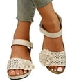 thumbnail image 4 of Xunlbb Clearance, Women's New Plus-size Hollowed-out Flower Platform One-line Buckle Wedge Sandals, 4 of 8