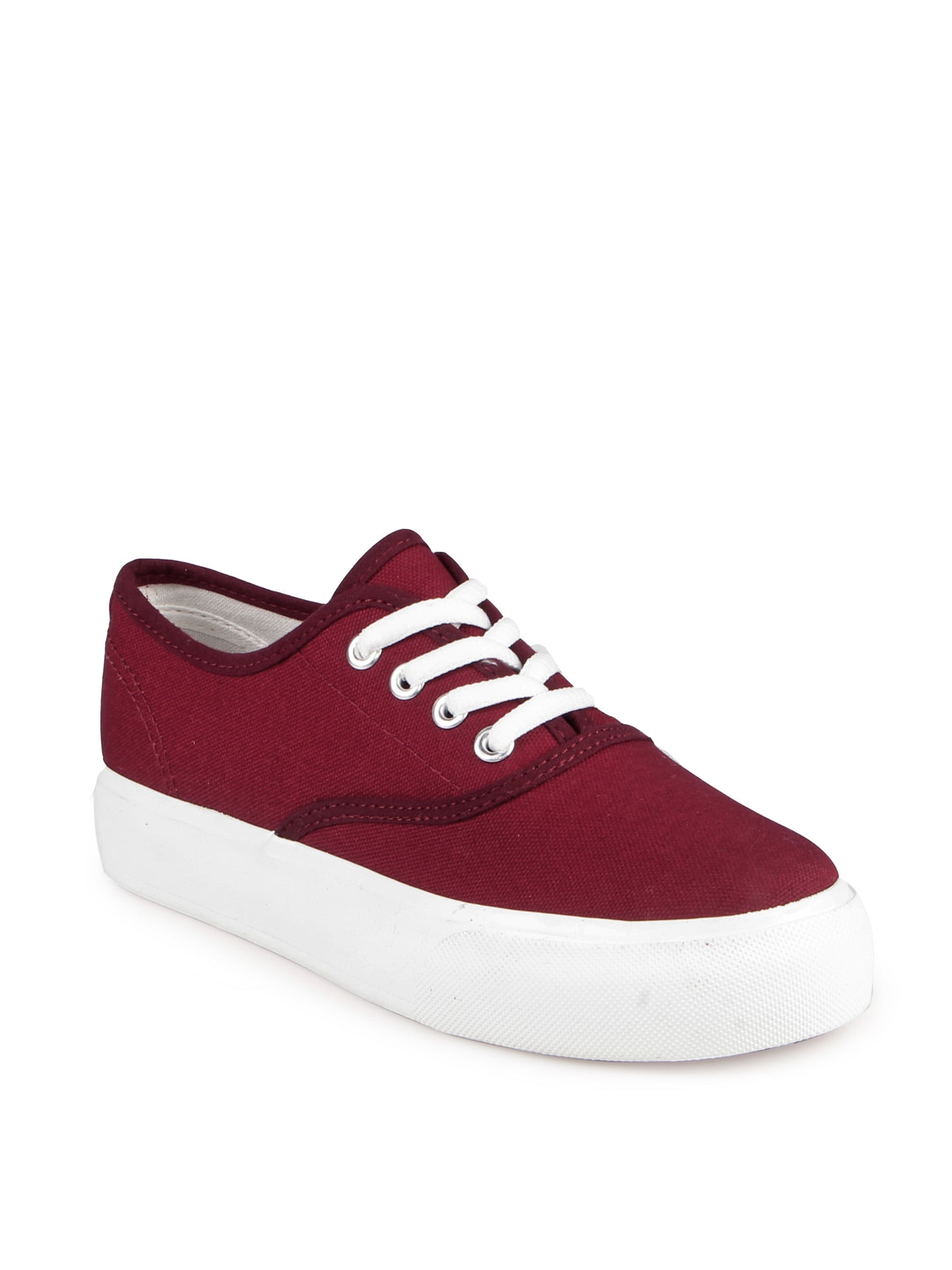 Nature Breeze Lace Up Women's Canvas Sneakers in Burgundy - Walmart.com