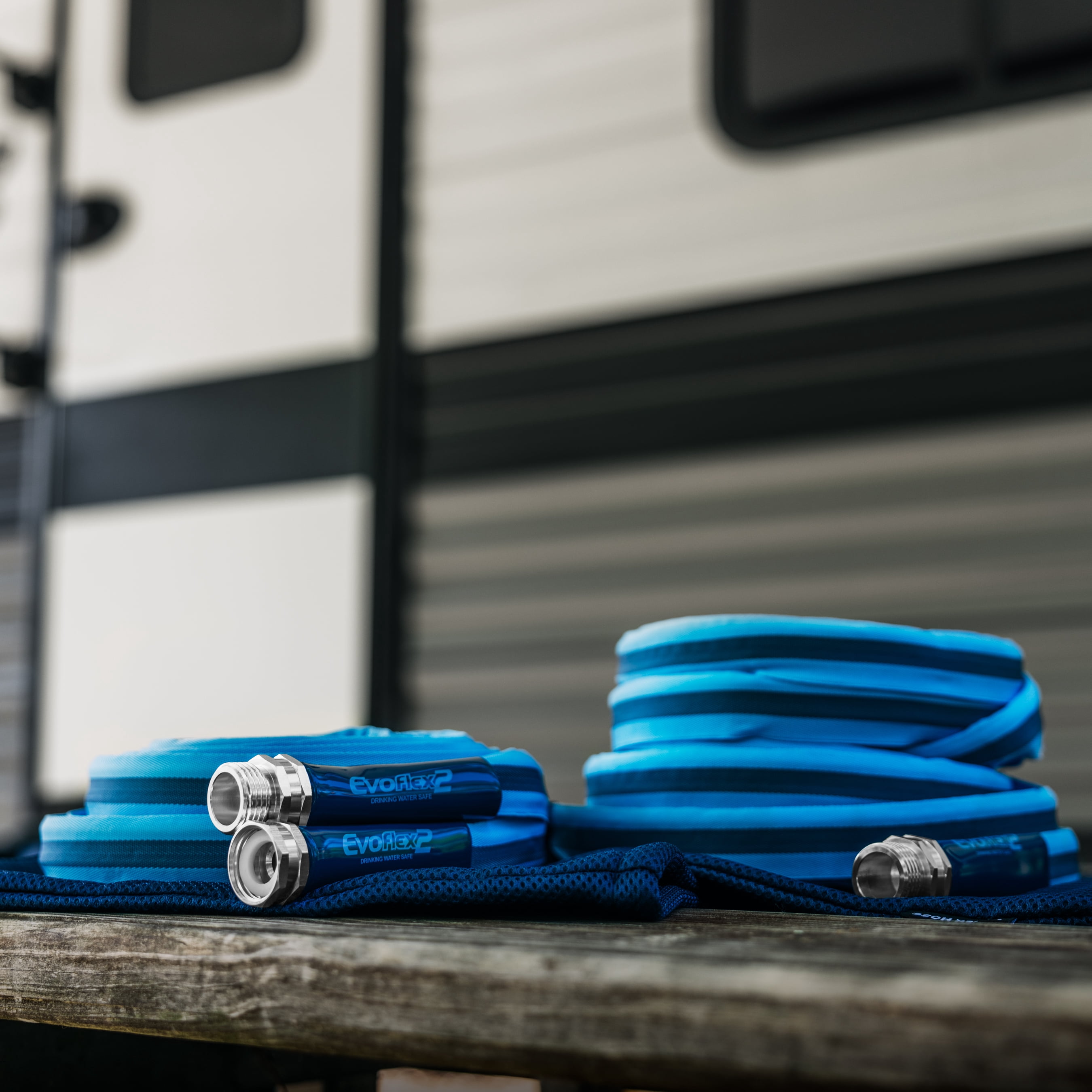 Camco EvoFlex2 50-Foot RV Drinking Water Hose - 5/8-Inch Inner Diameter, Blue (22579)