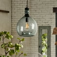 thumbnail image 6 of CASAMOTION Wavy Hammered Hand Blown Glass Pendant Light, Recycle Blue, 13", 6 of 7